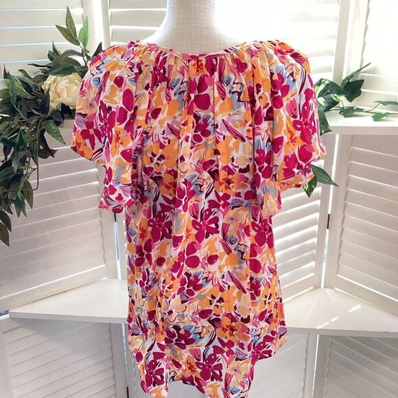 115 BOUTIQUE NWOT  FLORAL BRIGHT COLOR V NECK MULTIPLE SIZES - Picture 3 of 6